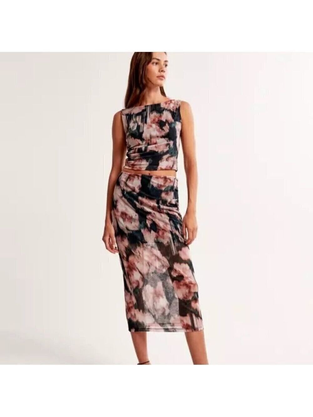 NWT Abercrombie & Fitch Mesh Floral Skirt Set M